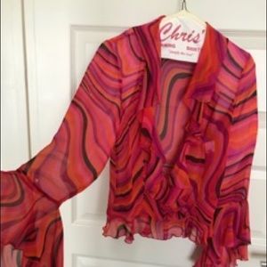 Escada Bell Sleeve Silk Top